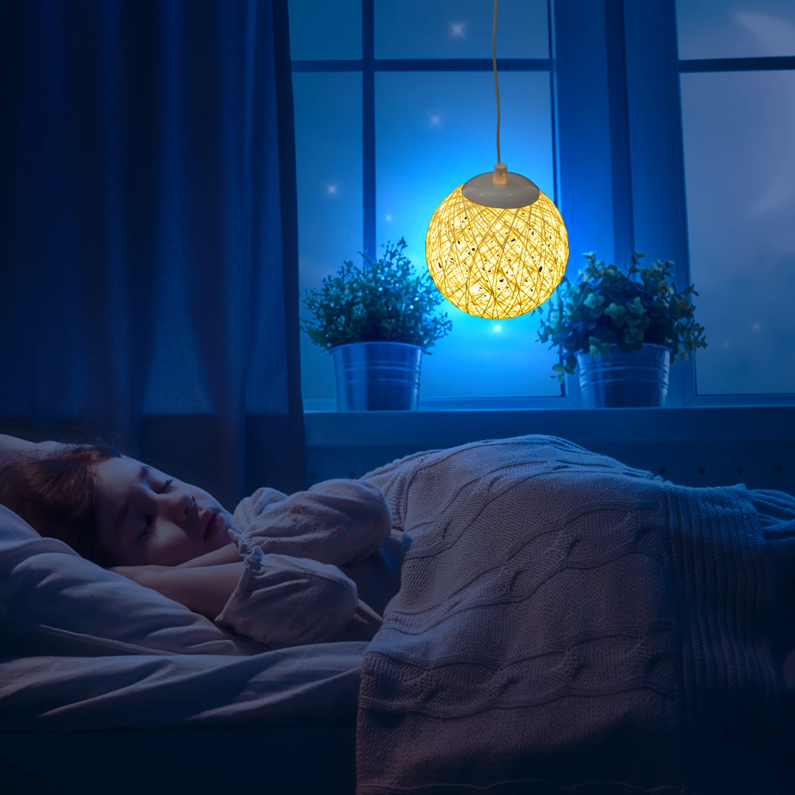 

Rattan Ball Woven Table Lamp LED Night Light Decorative Desk Bedside Iron Home Lighting Warm Atmosphere Fashion Scene