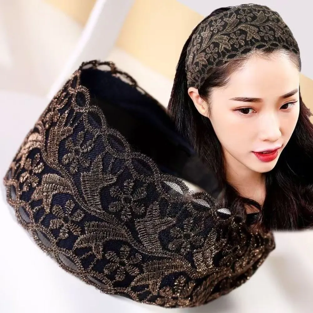 

Elastic Mesh Flower Headband Eliminate Hassle Hollow Mother Lace Hairbands Hide White Hair Non Slip Headwear Female/Girls