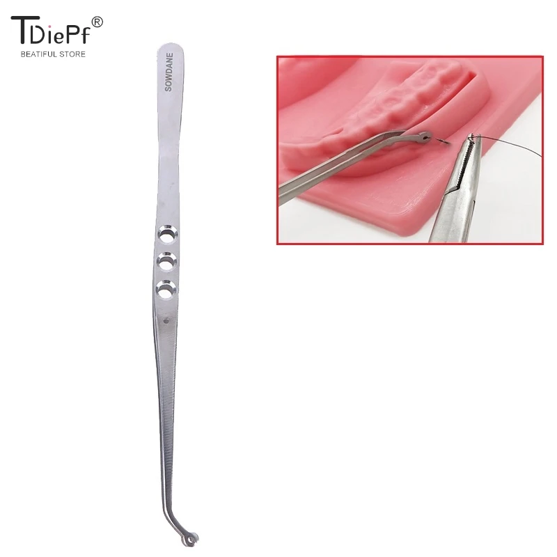 1Pc Oral Dental Surgical Operation Stitching Tweezer College Tweezer Dressing Forcep Serrated Tip Stainless Steel Dentidtry Tool