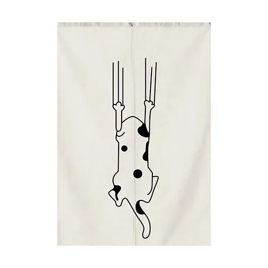 VIKAMA Minimalist Spotted Cat Noren Door Curtain Line Art Hanging Curtain Entryway Partition Simple Style Home Decor Curtain