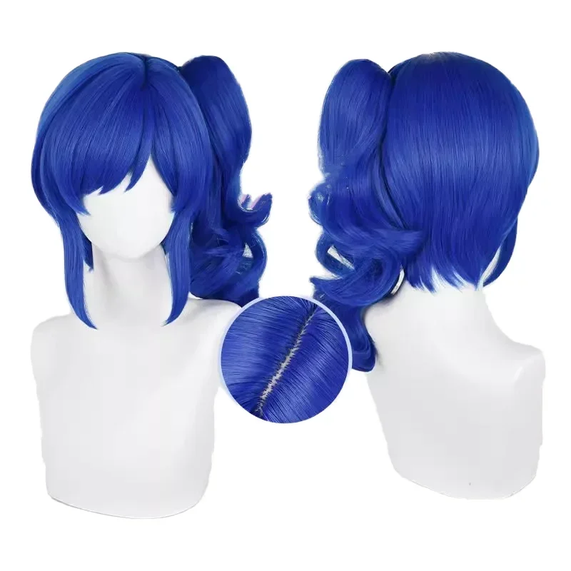 

Aikatsu Cosplay 37cm Short Curly Blue Kiriya Aoi Wig Synthetic Anime Halloween Party Heat Resistant Ponytail Wig