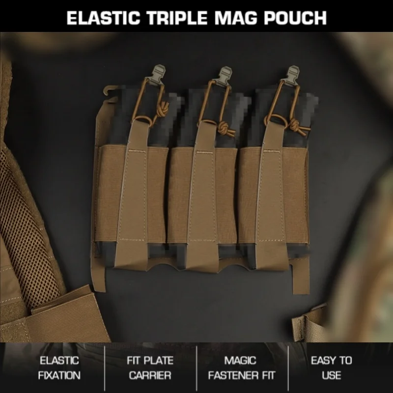 

Triple elastic mag pouch | Camo Elastic Cartridge Holder | for Range & Airsoft Accessories