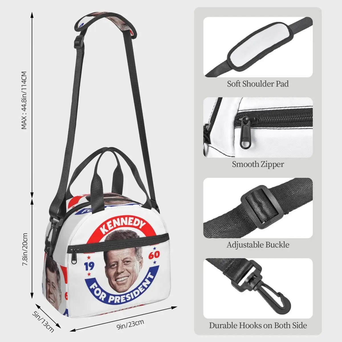 John F Kennedy For President Vote In 1960 Lunch Bags Insulated Bento Box Lunch Tote Picnic Bags Cooler Bag for Woman Children