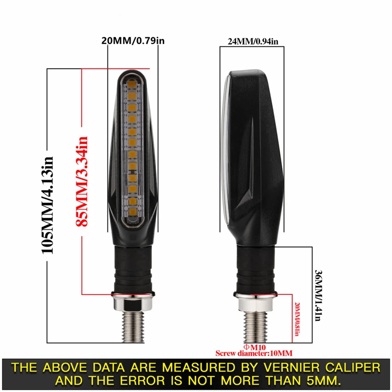 Luces de señal de giro para motocicleta, de 12V intermitente Led, intermitente de agua corriente, indicador de Moto, accesorios de lámpara de giro