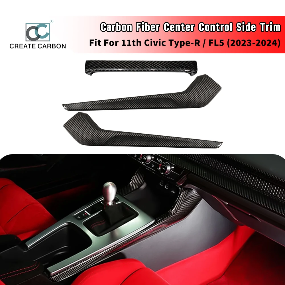 Carbon Fiber Center Console Side Cover Fit for 11th Gen Civic HatchbackType r FL5 Console Pillars Gear Shift Panel Side Strip