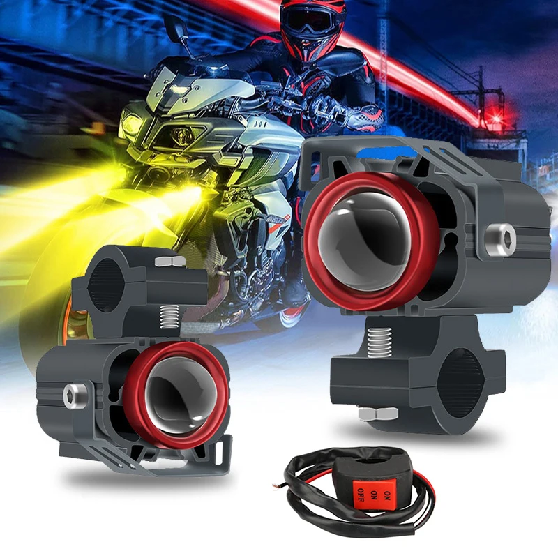 مشرق العنبر/الأبيض LED دراجة نارية ضوء العمل الألومنيوم مصباح قيادة لسيارة الطرق الوعرة ATV شاحنة مع جبل بين قوسين سلك تسخير #6
