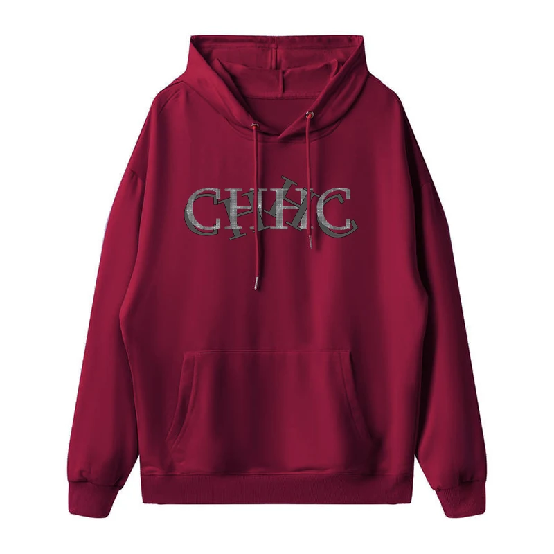 CH marca impresa mujer otoño Sudadera con capucha gamuza moda Color sólido 2025 invierno hombres mujeres Casual bolsillo deportes Sudadera con capucha