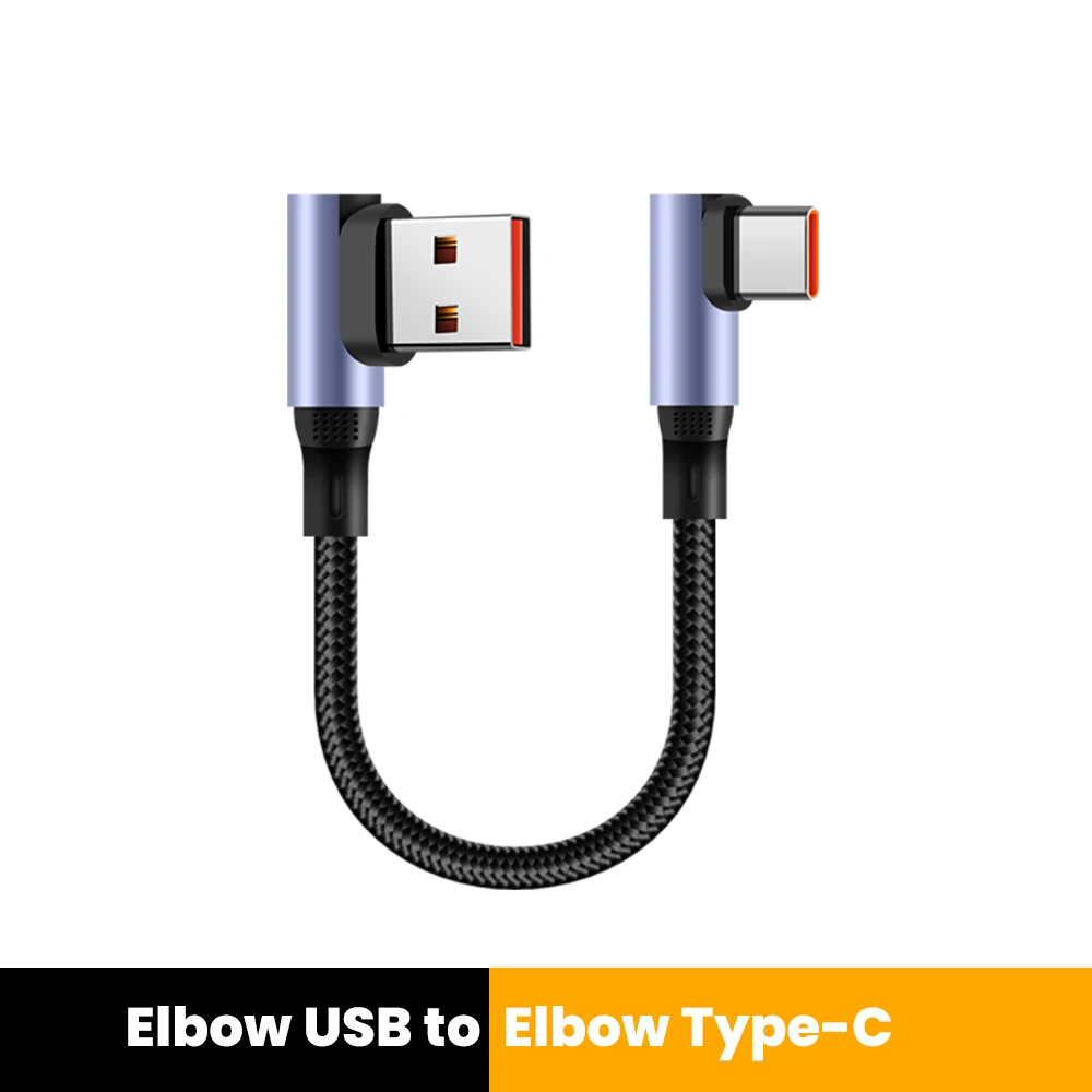 15 CM 30 CM Dual Elleboog Type C naar Type C Kabel 90 Graden Korte Power Bank Snel Opladen USB C Data Cord Voor iPhone 15 16 Samsung