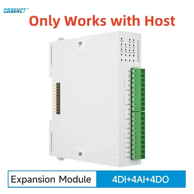 

RS485 Ethernet 4DI+4AI+4DO Expansion Remote IO Module CDSENET GAAAX4440 Analog Switch Acquisition Modbus TCP RTU Works with Host