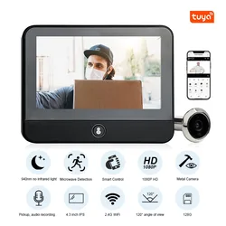 Smart tuyaAPP visitor reminder optical electronic cat eye wireless wifi video surveillance system with audio doorbell camera