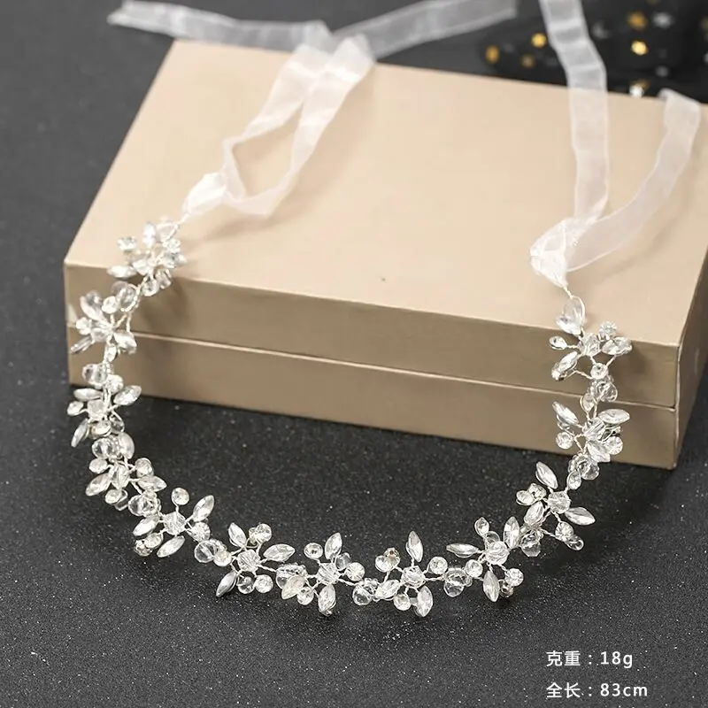 Silver Color Headbands For Women Bride Handmade Crystal Rhinestone Tiaras Hairbands Wedding Hair Accessories Queen Headband Gift