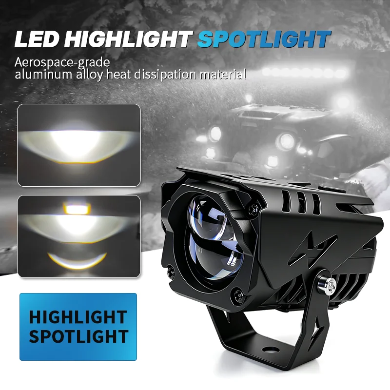 Dual-Lens Matrix LED Spotlight, 50W Waterproof Small Steel Cannon Auxiliary Lamp for Motorcycle and Electric Vehicle, 12-80V Wid
