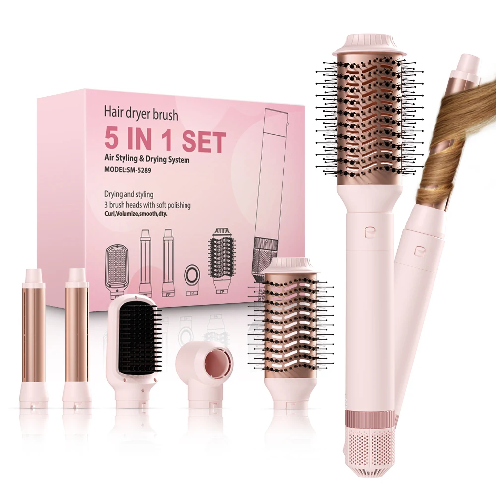 Hair brush detachable five in one styling and drying system, quick drying, smooth and styled curls, wave curler, straight hair