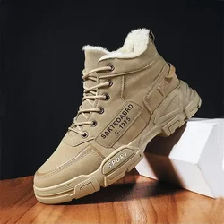 Men Suede Leather Shoes for Male Lace Up Plush Sneakers Man Winter Casual Sneaker Mens Warm Ankle Boots 2023 Fashion Fur Shoes