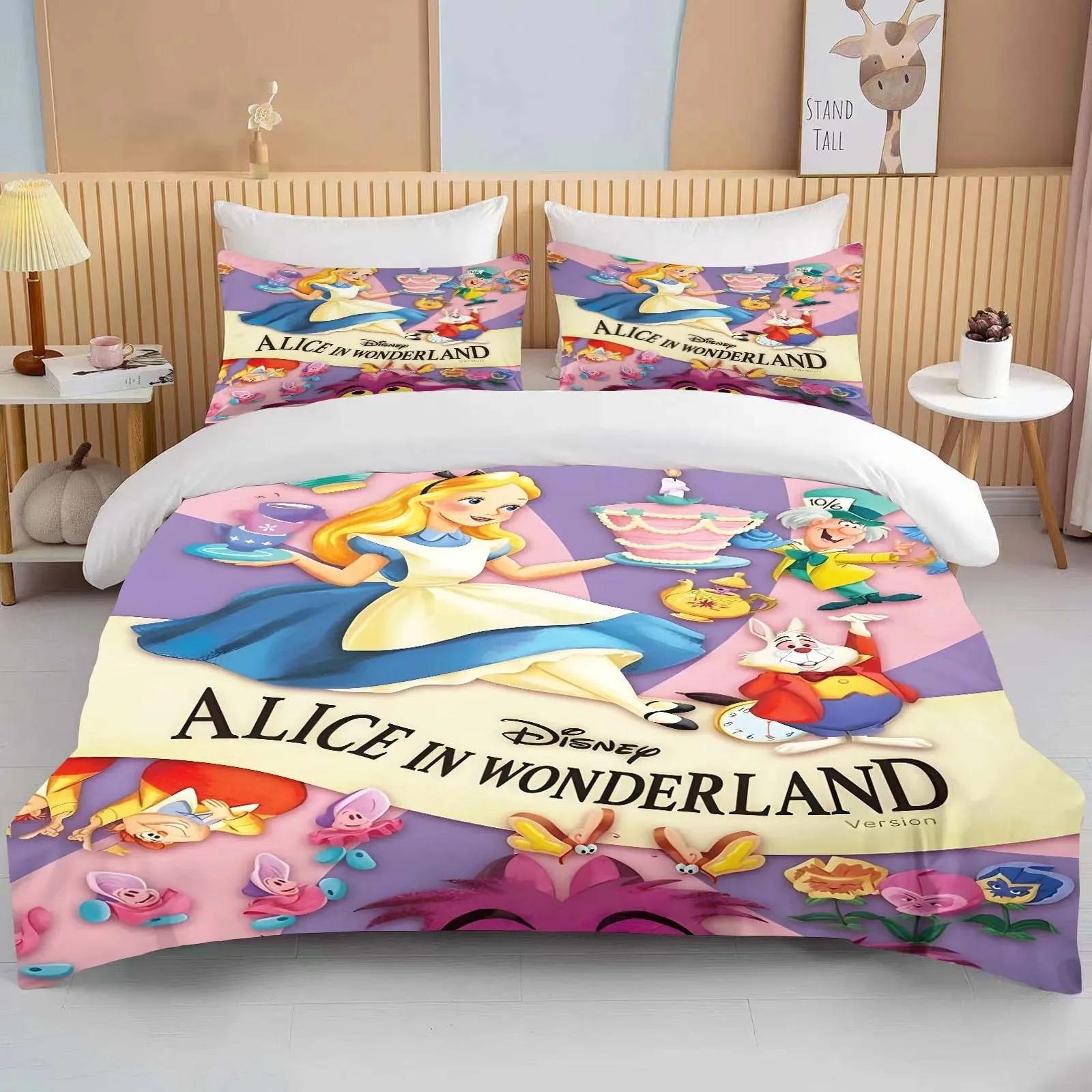 

Disney Princess Alice duvet pillowcase, home bedding set, fabric soft and comfortable, gifts for adults and children