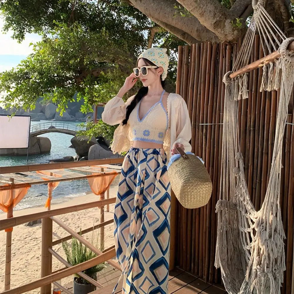 Seksowny krótki top na ramiączkach z dzianiny z frędzlami, ażurowy biustonosz, letni top plażowy.