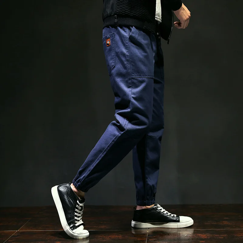 Men's pure cotton waist cinching pants, casual pants youth versatile, trendy and comfortable, new four season sports Harun pants