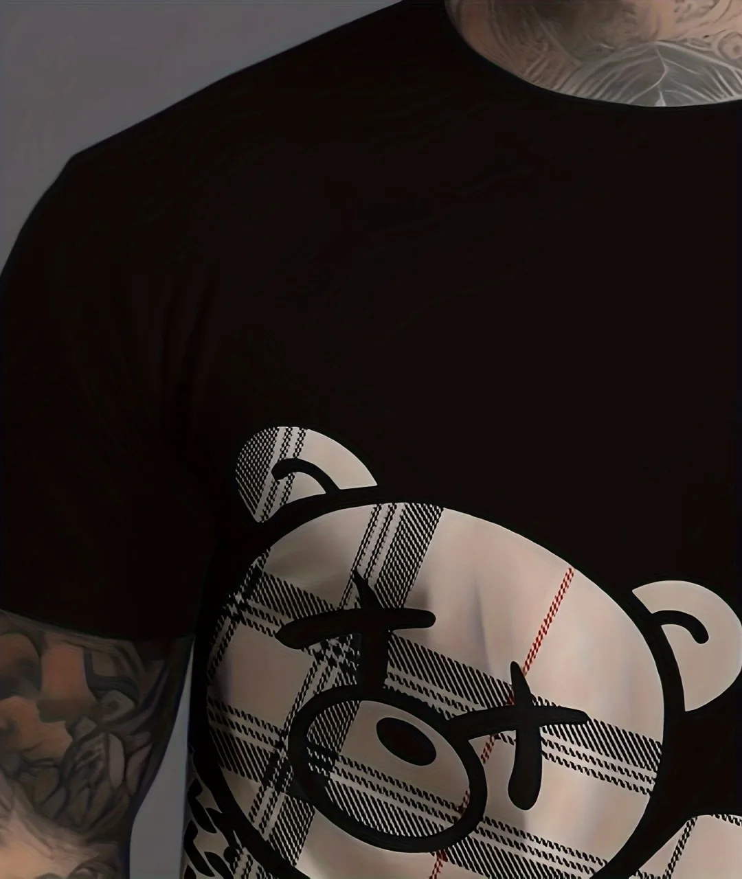 Lightweight And Comfortable New Summer Style For Men, Men's Suits, Casual Bear 3D Printed Checked Shorts