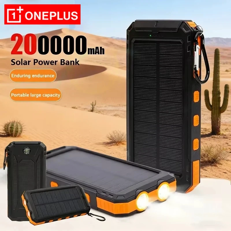 Oneplus 50000mAh Solar Power Bank Portable Charging Poverbank External Battery Charger Strong Light LDE Light for iphone Samsung
