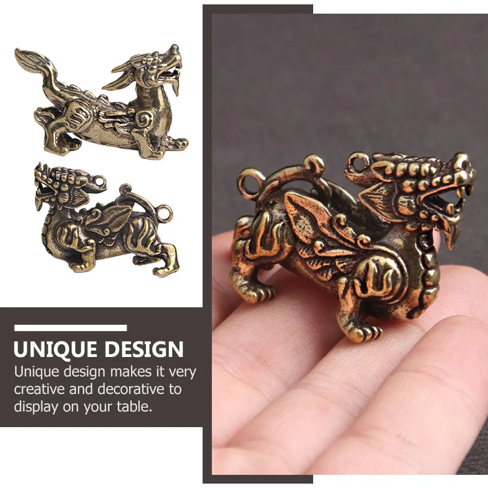 

2pcs Brass Craft Pendant Keychain Diy Decor Small Retro Key Holder Hanging Ornament For Bag Backpack Durable Lightweight