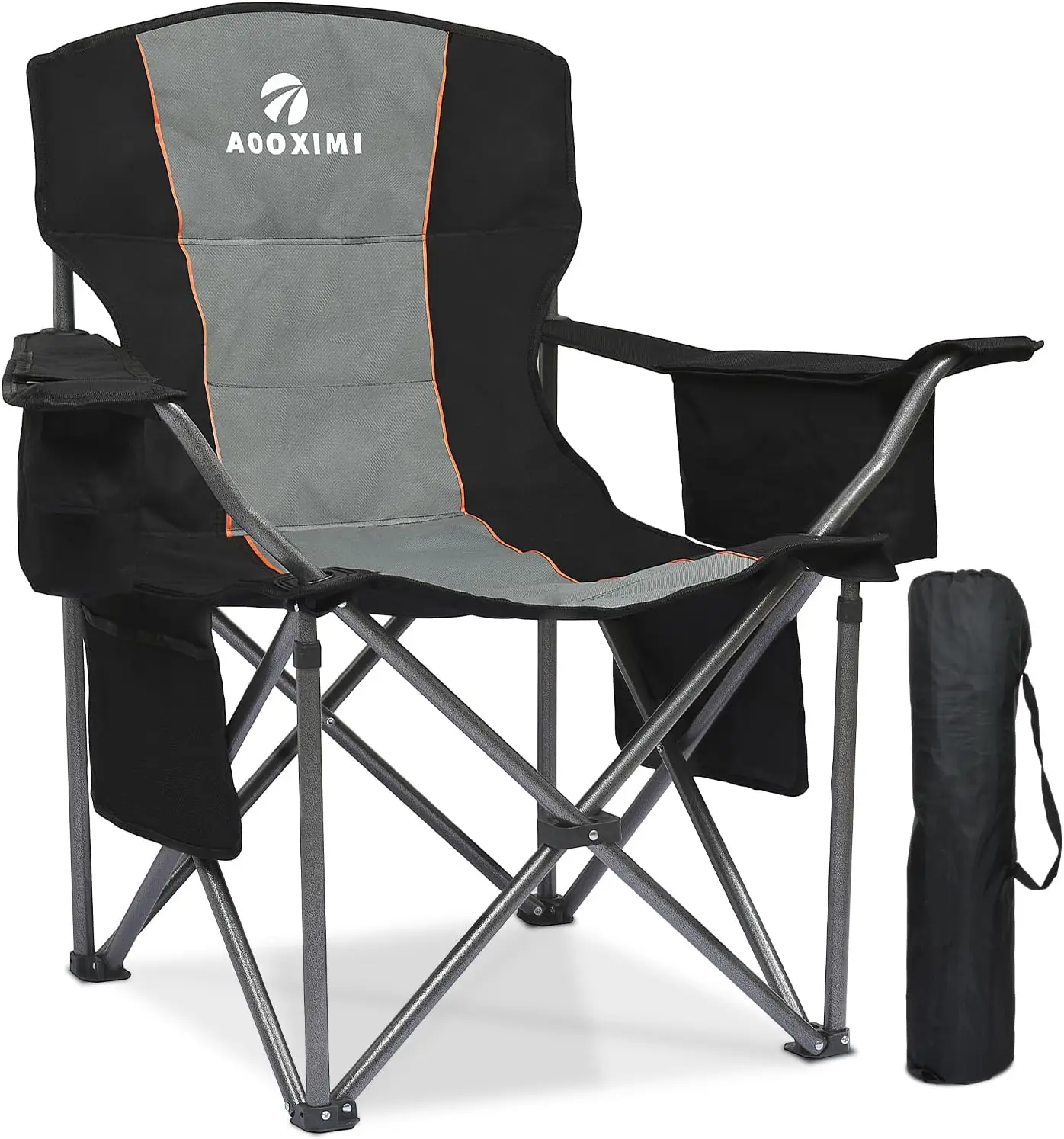 

Oversized Folding Camping Chairs, Outdoor Chair Heavy Duty Support 450 Lbs With Padded Cushion Seat And Back, With Cup Holder