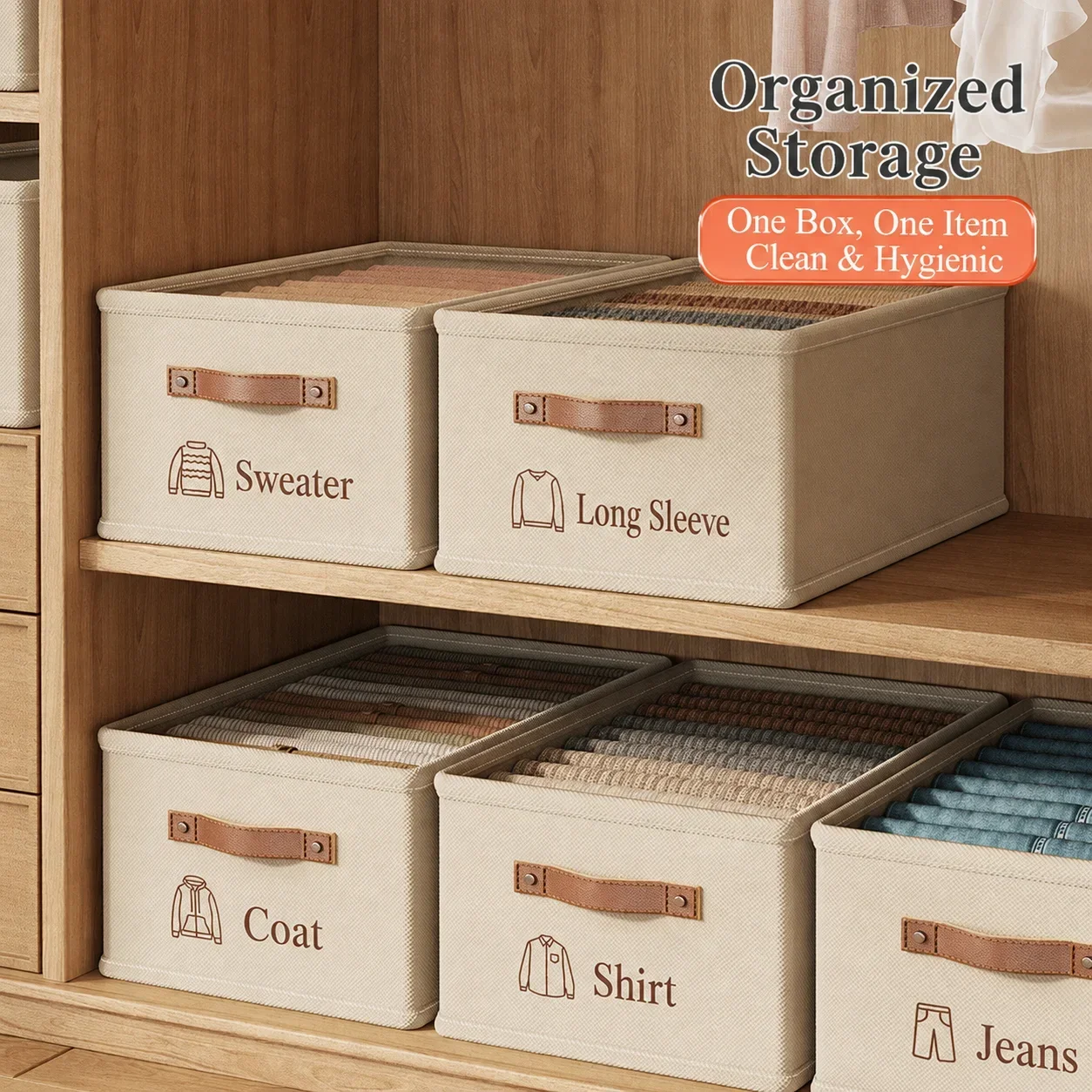 Closet Storage Basket Oxford Fabric Storage Box Large Capacity Drawer Organizer Clothes Foldable Wardrobe Container with Handle