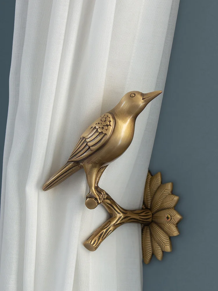 

Light Luxury Vintage Brass Curtain Hook Personalized Creative Bird Curtain Buckle Curtain File