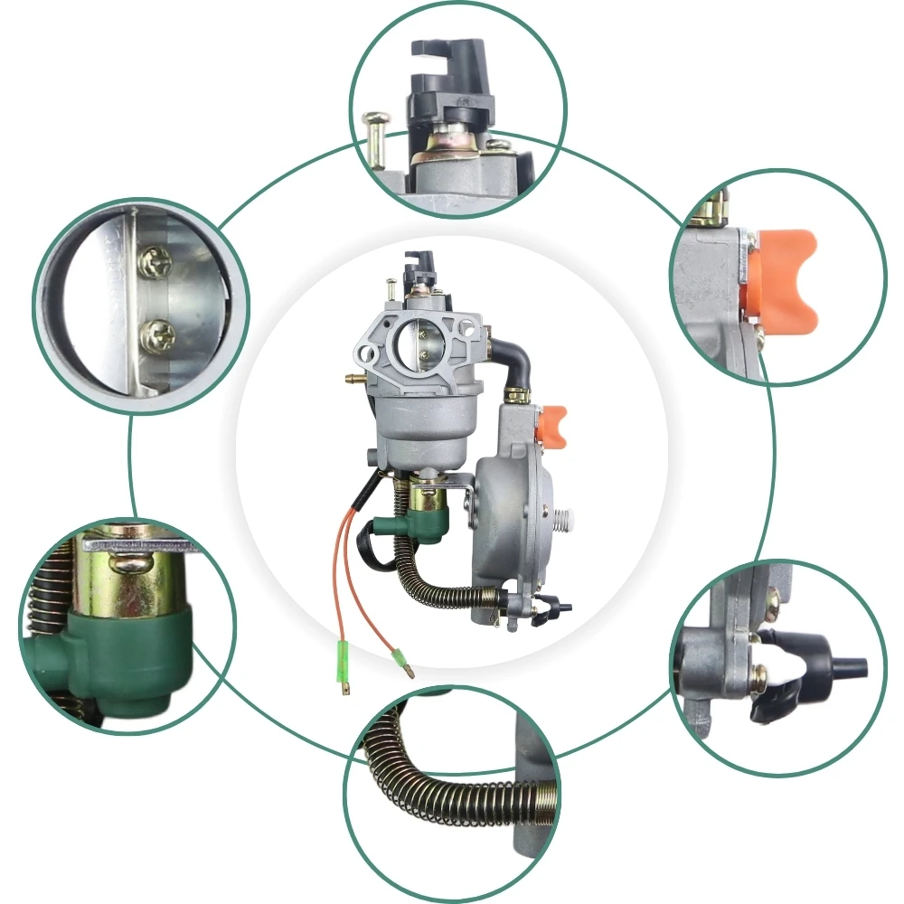Dual Fuel LPG NG Mechanical Carburetor For 188F Generator Water Pump 5-8KW Small Engine Replacement Carburetor Parts