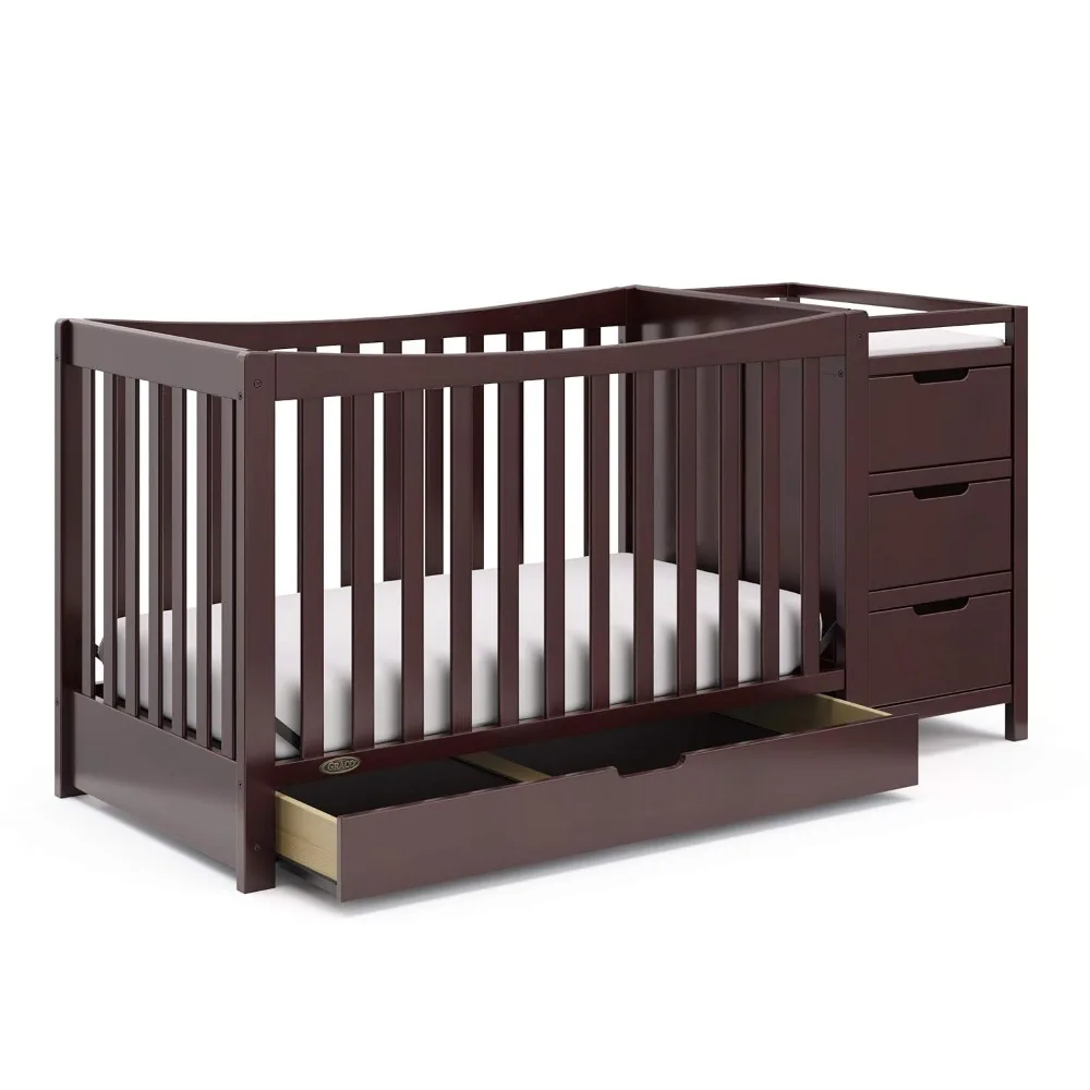 

4-In-1 Convertible Crib & Changer With Drawer (Espresso) – GREENGUARD Gold Certified, Crib And Changing-Table Combo