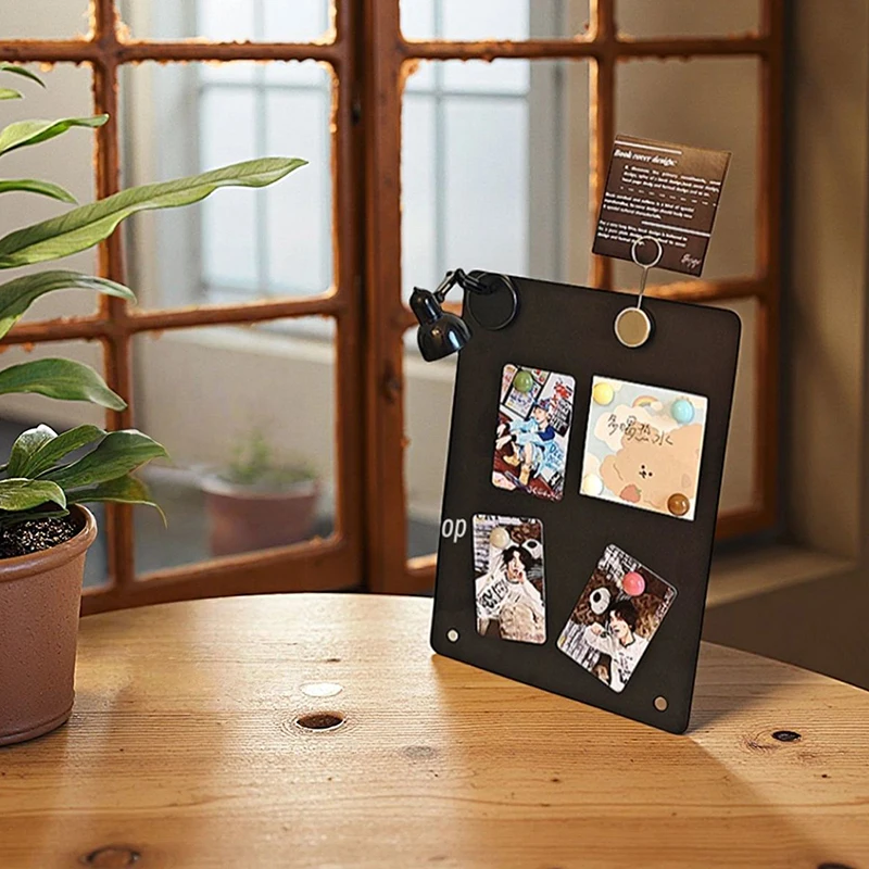 Desktop Magnetic Bulletin Board with Stand: Metal Display Panel & Magnetic Clamps for Office/Home Organization