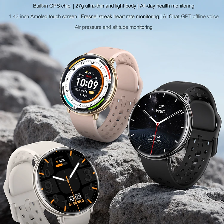 

GPS Tracking Smart Watch Men Women HD21 Ai GPT Amoled IP68 Waterproof Sport Compass NFC BT Call Heart Rate Monitoring SmartWatch