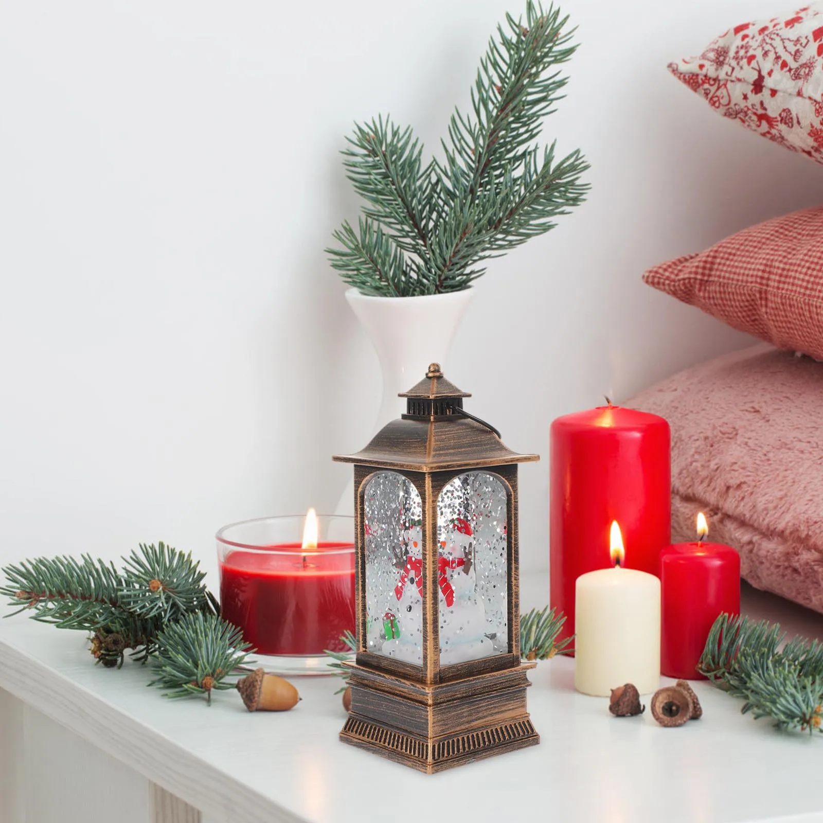 

Снеговик, маленький масляный светло-коричневый настольный милый праздничный светильник, портативное праздничное украшение, рождественский светящийся орнамент, маленький ночник