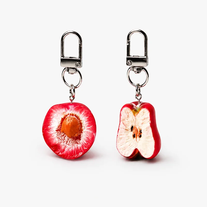 Minimalist Fun Half‑Fruit 3D Keychain Backpack Charm Best Friend Gift Versatile Small Ornament Accessories