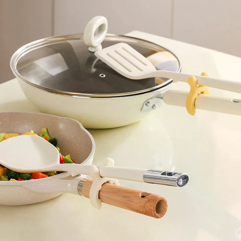 1pc Silicone Spatula Rack Spatula Holder Deer Ear Anti Scalding Overflow Pot Clip Spoon Holder Kitchen Gadget