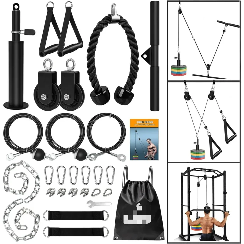 

AQWeight System ,Upgraded Cable Pulley Attachments for Gym LAT Pull Down,Biceps Curl,Tricep,Arm Workouts - Weigh