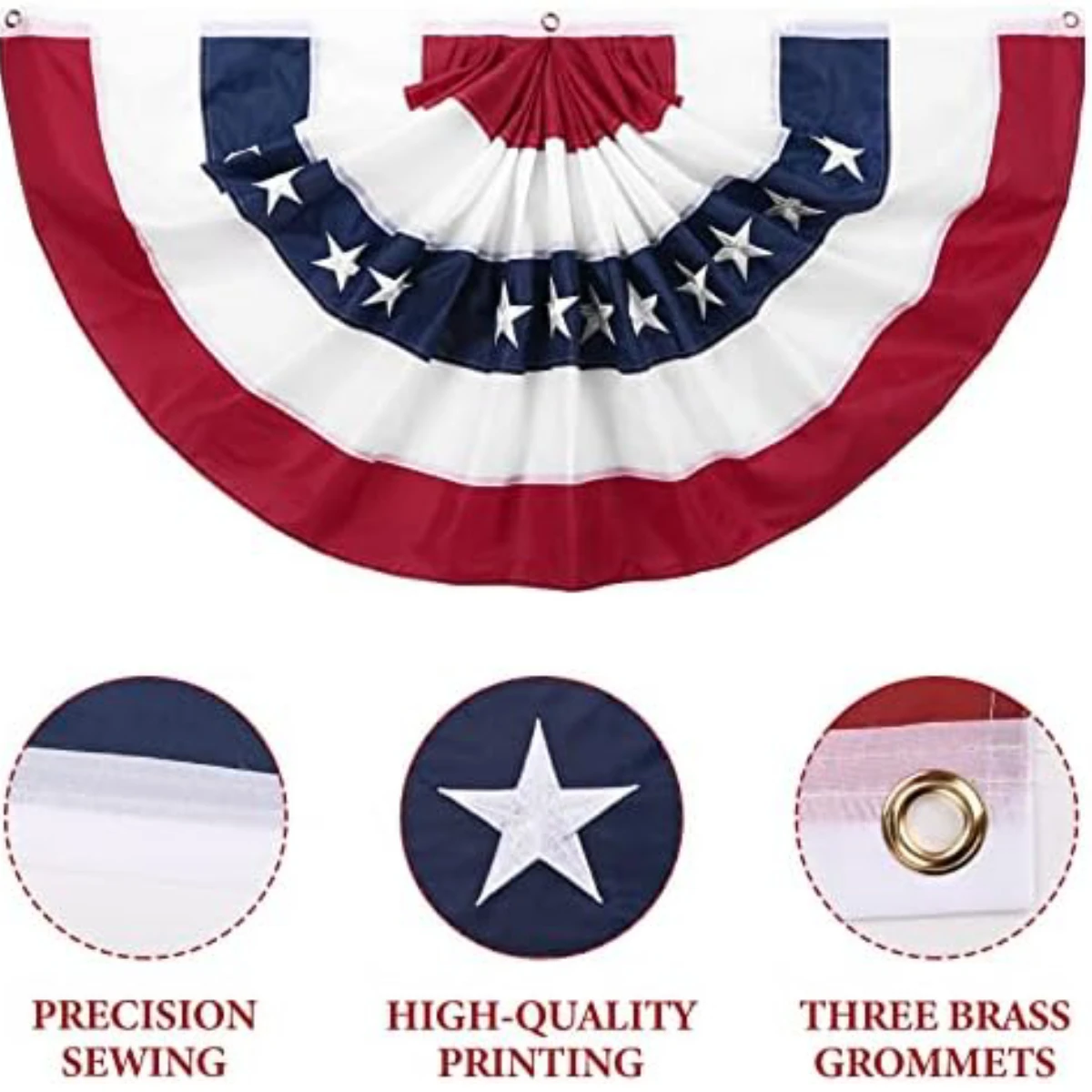 2 Pack American Fan Bunting for Outside 2 x 4 FT American Pleated Fan Flag,American Flag Bunting Patriotic Decorations Bunting Flags for Outdoor Yard Party,Presidents Day Decorations Flags - view 6