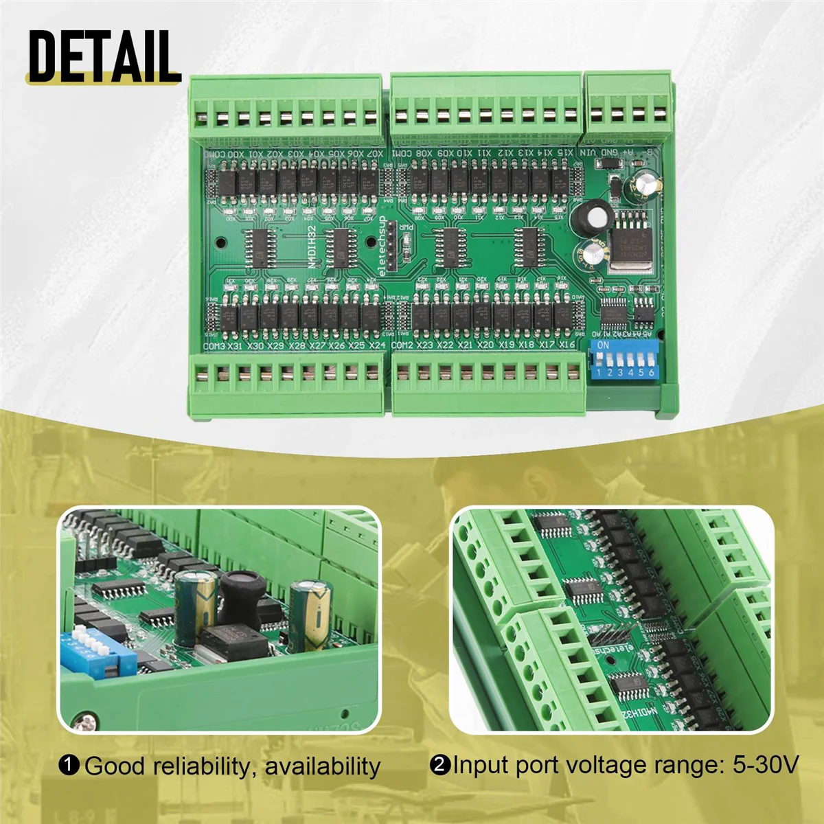 32Ch PNP изолированный цифровой вход RS485 Modbus Rtu контроллер DC 12V 24V PLC плата сбора количества переключателя (с фотоэлементами)