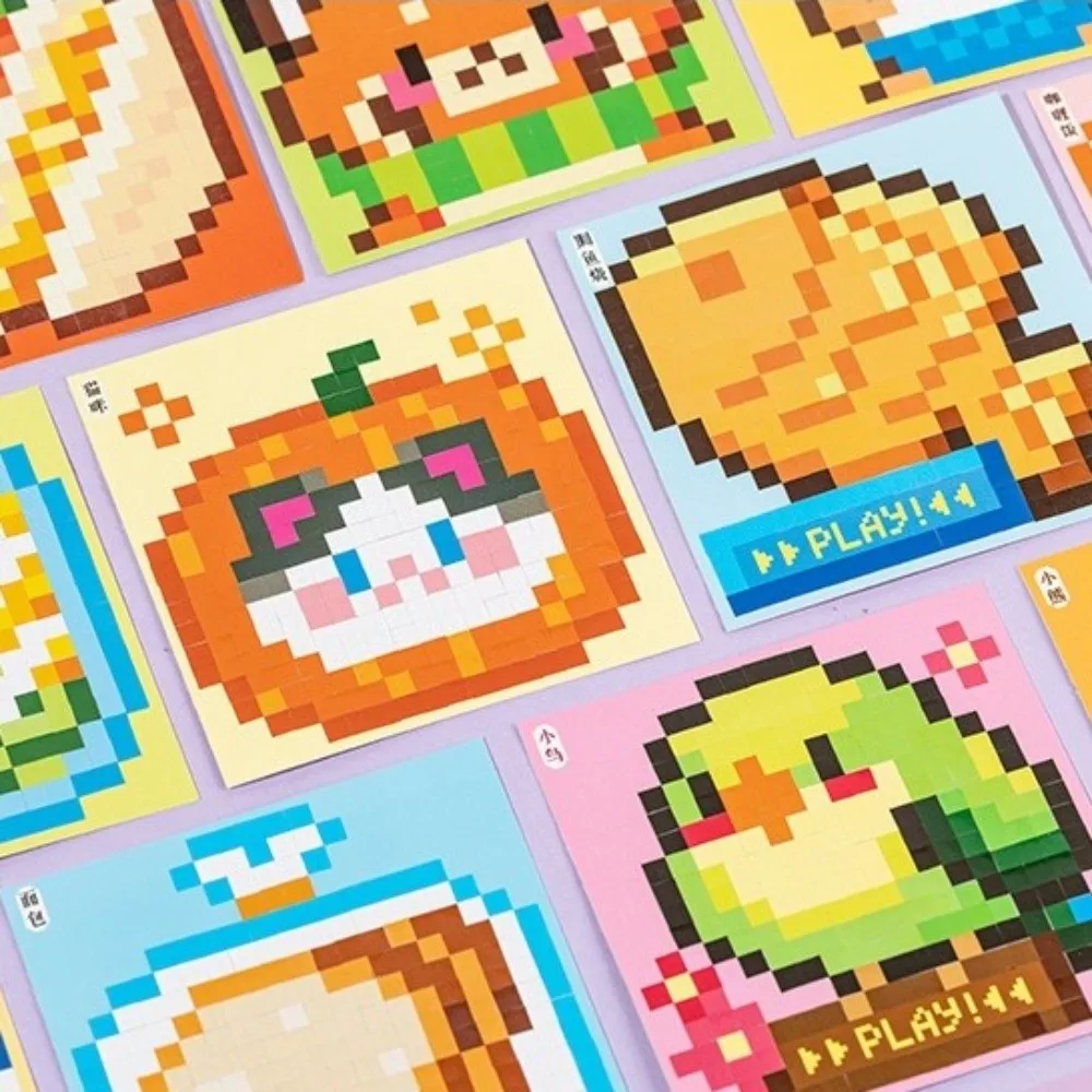 

Книга наклеек в пиксельном стиле: миниатюрные 3D-стикеры с животными и магазинами, 24 листа, 8 сцен, миниатюрные сценические наклейки