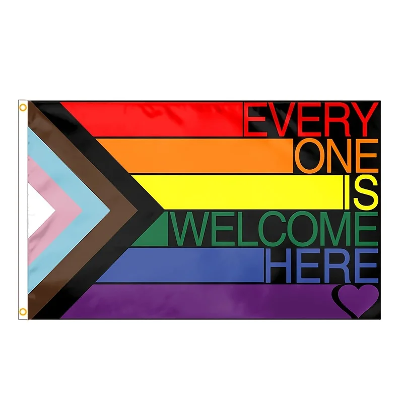 Progress Rainbow Pride Flag 3x5ft 35,43x59,06 inch Everyoneryone Is Welcome Here Evs For Gay Pride