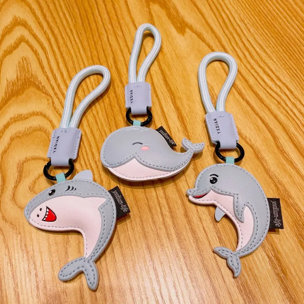 Kawaii PU Leather Dolphin Keychain Shark Whale Dolphin Pendant Ocean Animal Bag Charms Car Keyring Students