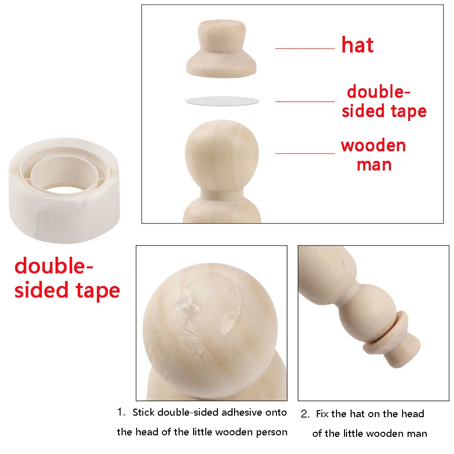 ABCPICK 36pcs wooden figures craft kit peg people angel family doll unfinished diy art toddler toy educational hardwood material