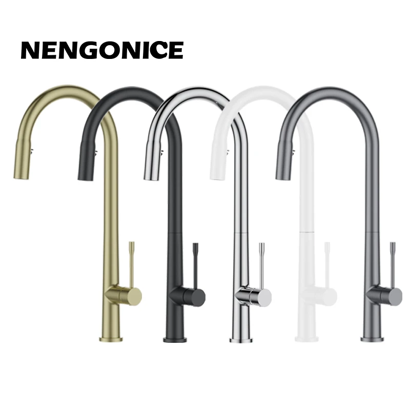 Kitchen  Black Kitchen Tap Pull Out Kitchen Sink faucet Mixer Tap Brushed Nickle Stream Sprayer Head Chrome Kitchen Water Tap