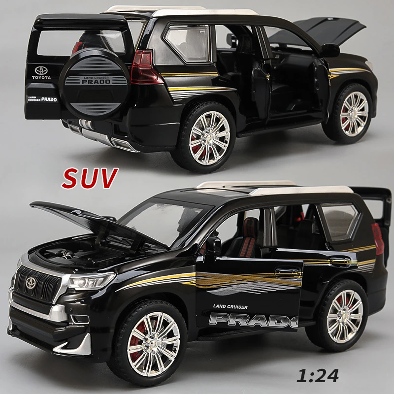 1/24 Toyota Prado SUVรุ่นSound Light Pullbackเด็กDiecastของเล่นรถของขวัญคอลเลกชันตกแต่งบ้านminiature