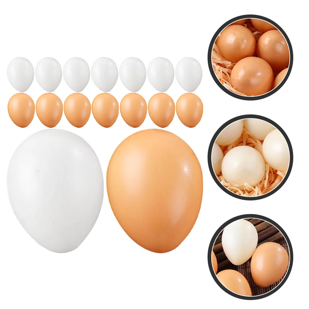 16 Pcs Simulation Egg Props Eggs Toy Kids DIY Plastic Simitation Fake Emulation Pvc Toys Child Easter Graffiti