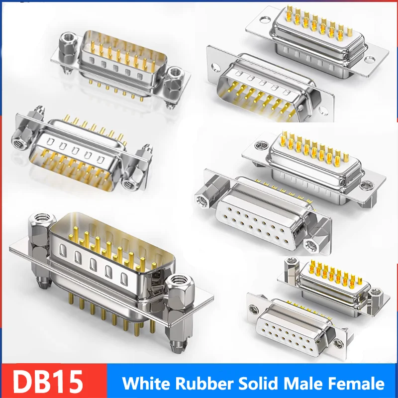 Industrial solid pin DB15 male female 2 rows of 15 pins plug D-SUB15 parallel serial port connector plug-in car pin header