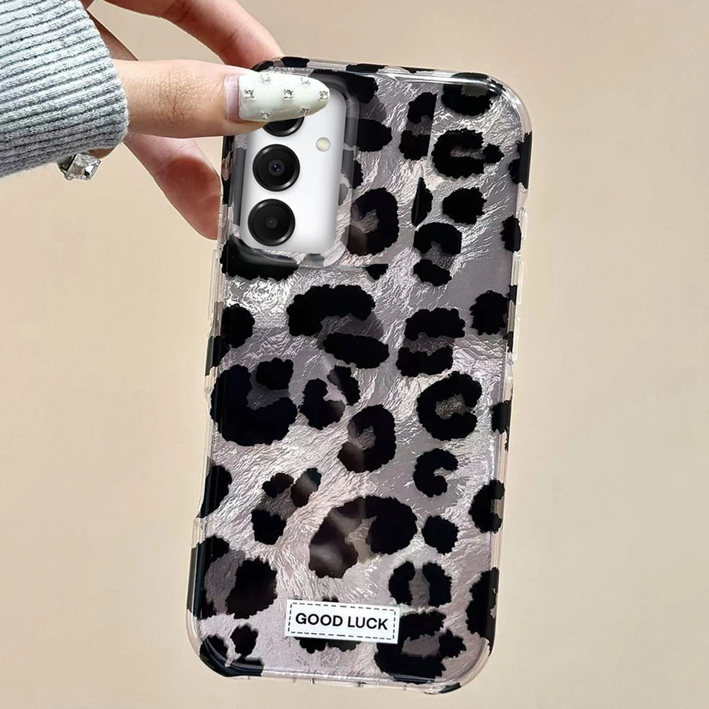 

Retro Black Leopard Print Women Phone Case for Samsung Galaxy A16 A55 A07 A17 A56 A36 A26 A53 A06 A14 A24 A34 A54 A15 A12 Cover