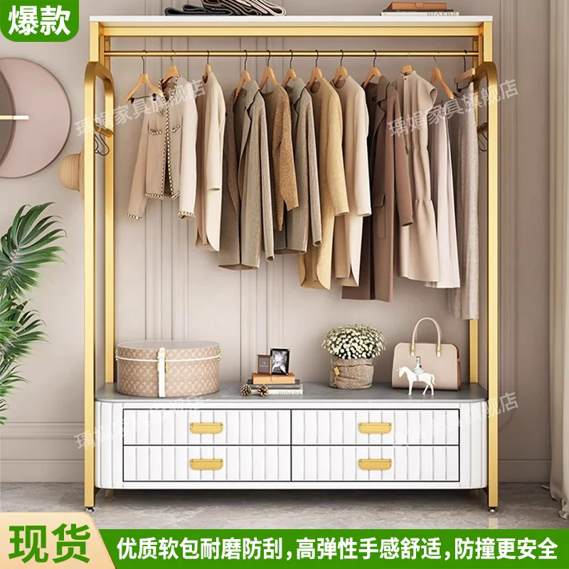 Custom.[1804-Person] Coat Rack Floor Bedroom Living Room Multi-Functional Simple Bedside Table Integrated with Drawer