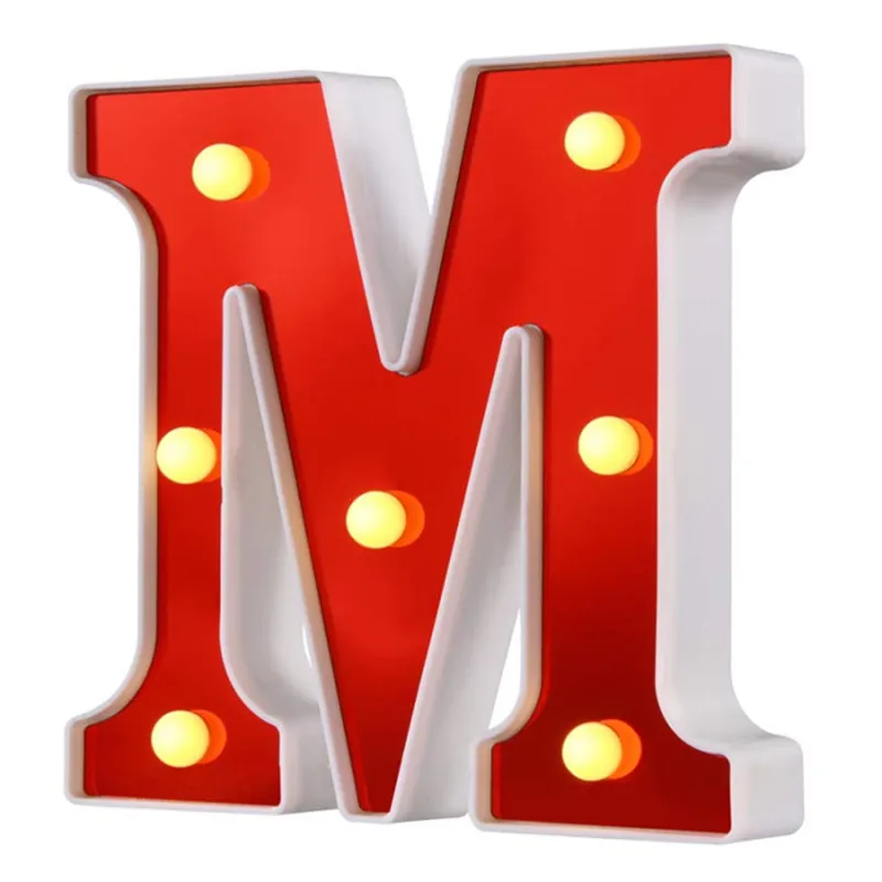 Red 26 English Letter LED Night Light Marquee Alphabet Lamp Home Club Outdoor Indoor Christmas Party Wedding Wall Decoration