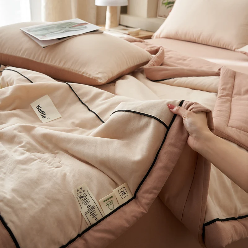 

Customizable ins wind-washed cotton summer quilt air conditioner quilt four-piece set