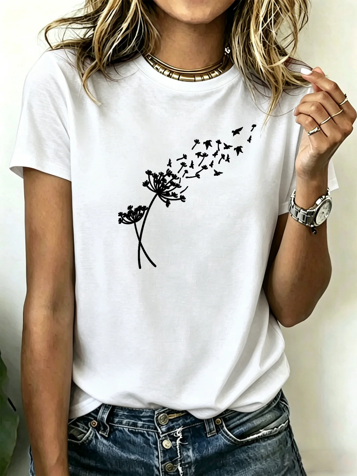 Good Plus-size Women's 180g Pure Cotton T-shirts, Comfortable and Soft with Unique Pattern Design That Is Fashionable and Trendy